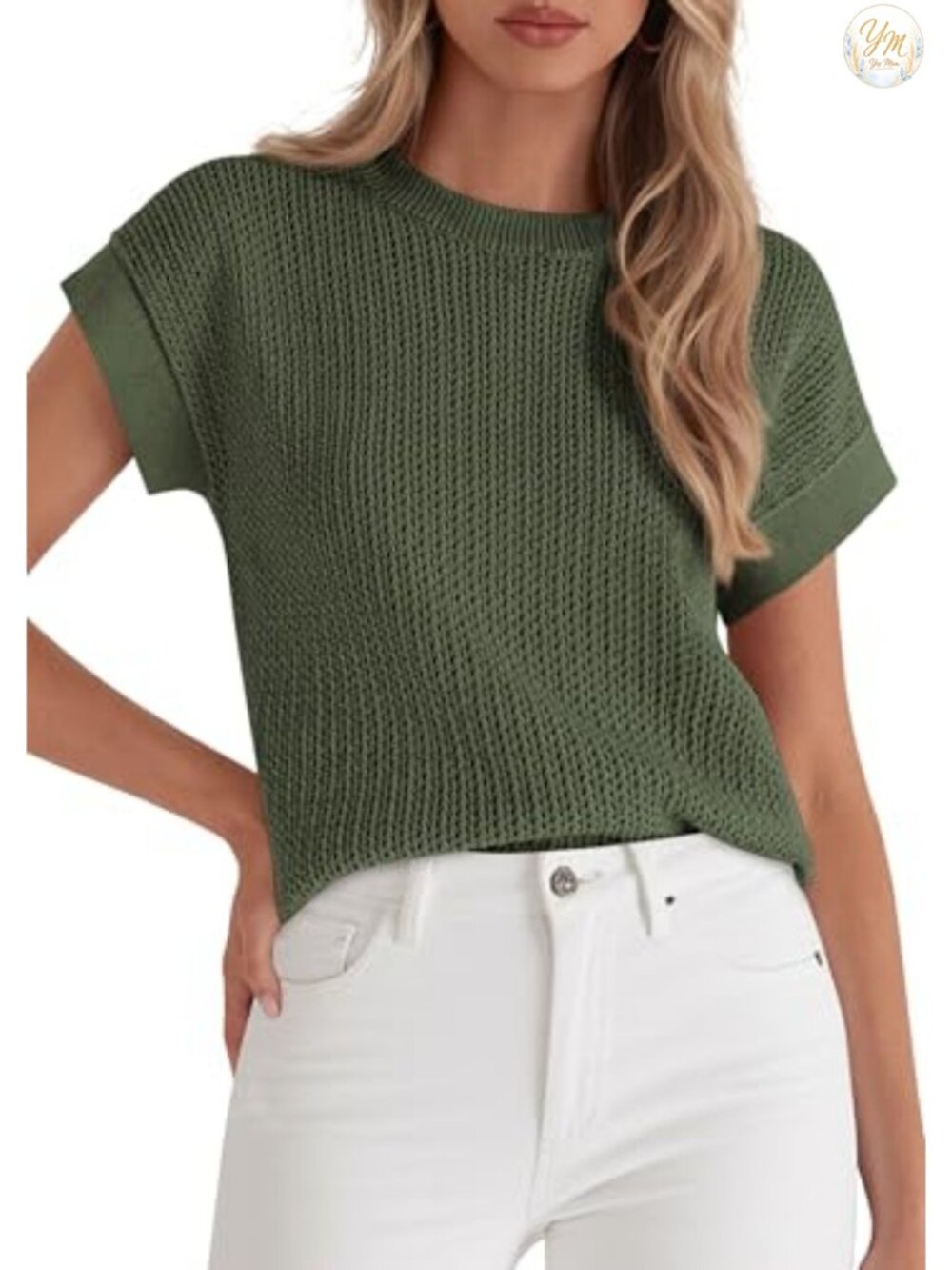 Women's Crochet Knit Sweater Vest Cap Sleeve Crewneck Summer Top